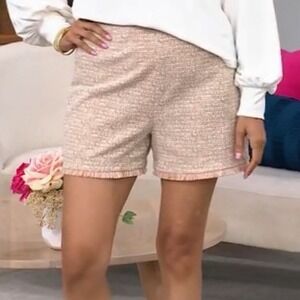 G by Giuliana Black Label Textured Tweed High-Waist Short - Sandalwood